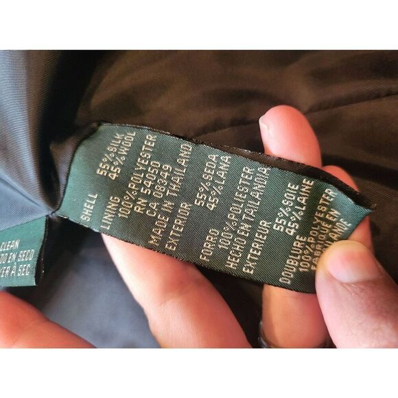 Lauren Ralph Lauren Jacket Women's 6 Houndstooth Black Ivory Zip Wool Silk - Picture 5 of 6